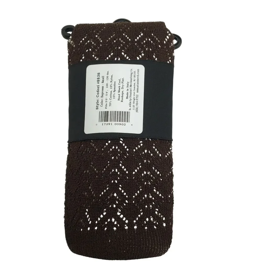 Luxury Cotton Crochet Tight Small Espresso Brown B.ella Codori Italian Hosiery